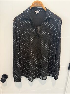 Tristan Black Polka Dot Long-Sleeve Blouse